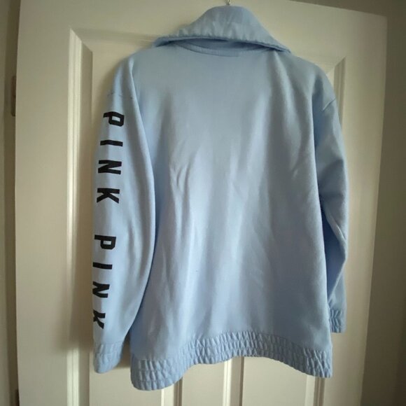 PINK Blue Sweatshirt Pullover Women's Elastic Hem Cotton/Polyester Blend Size XS - Picture 2 of 5